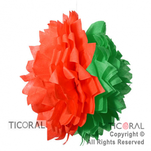 ADORNO POMPON FISELINA ROJO Y VERDE x 1